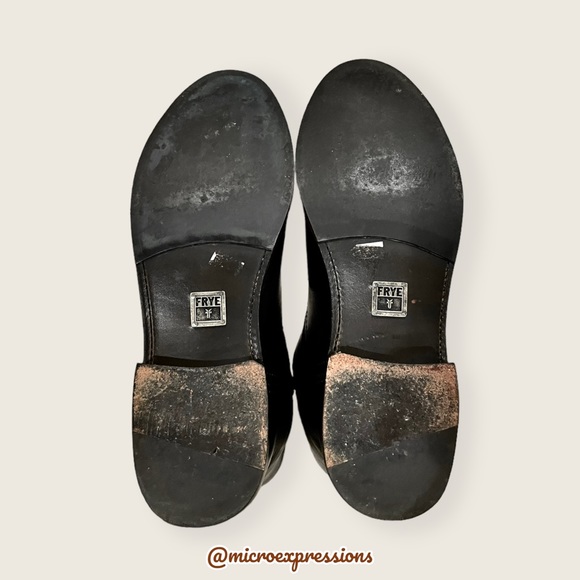 Frye Campus 14L Black Leather Vintage Comfy Block Heel Square Toe Cowboy Boots - Picture 14 of 16